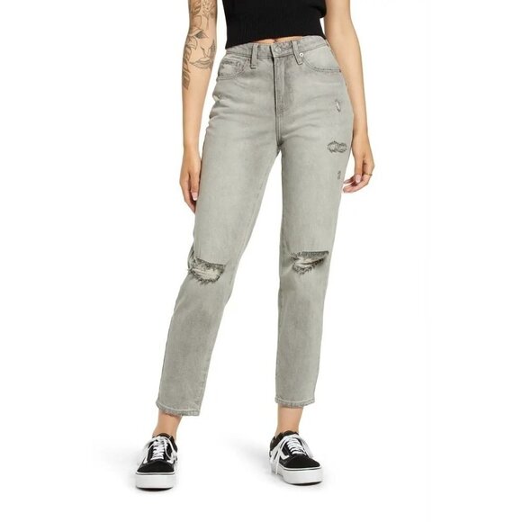 bp Denim - NWT BP Distressed Light Greywash High Waist Mom Jeans Size 26